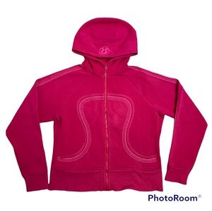 Lululemon Athletica Pink Full Zip Scuba Hoodie.  Sz 12